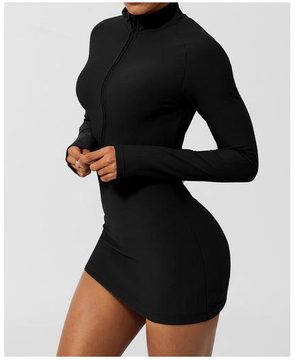 Full sleeve zip front dress
