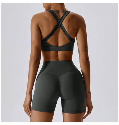 High support cross back sports bra