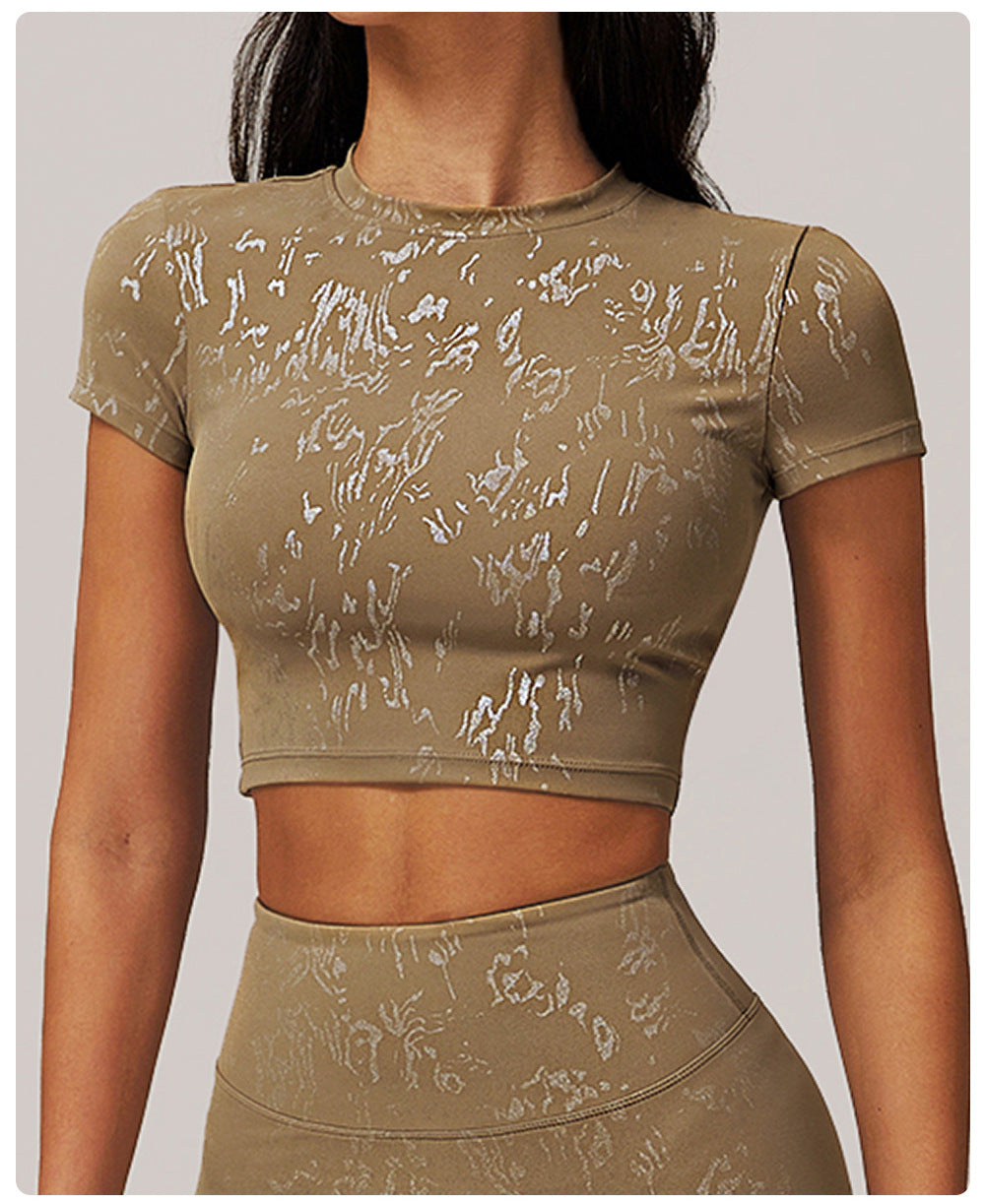 Printed cropped T shirt