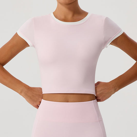 Contrast trim cropped top