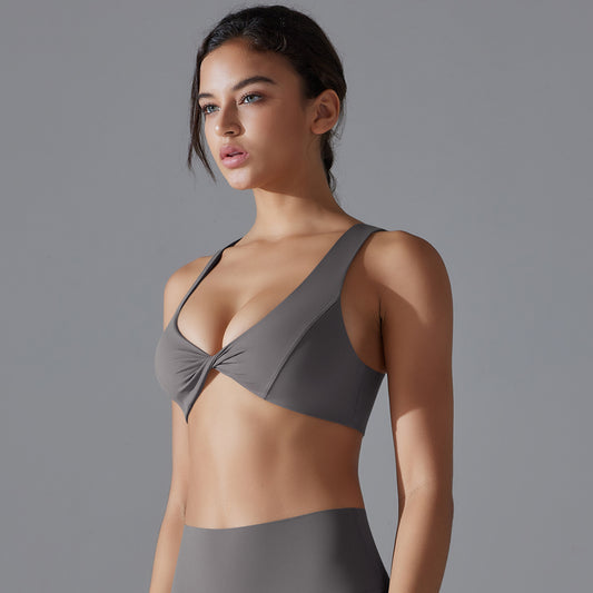 Twisted front sports bra