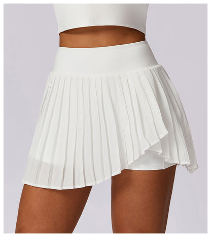 Pleated asymmetric fitness skirt