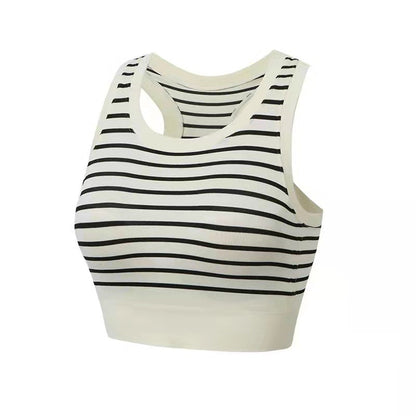 High support stripe sports bra