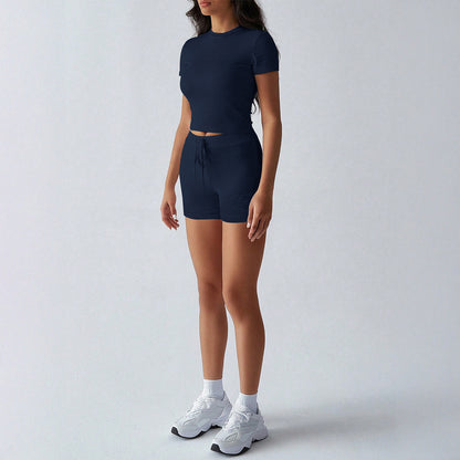 Women Clothing Spring Summer Sexy Short Sleeved T shirt Shorts Two Piece Set