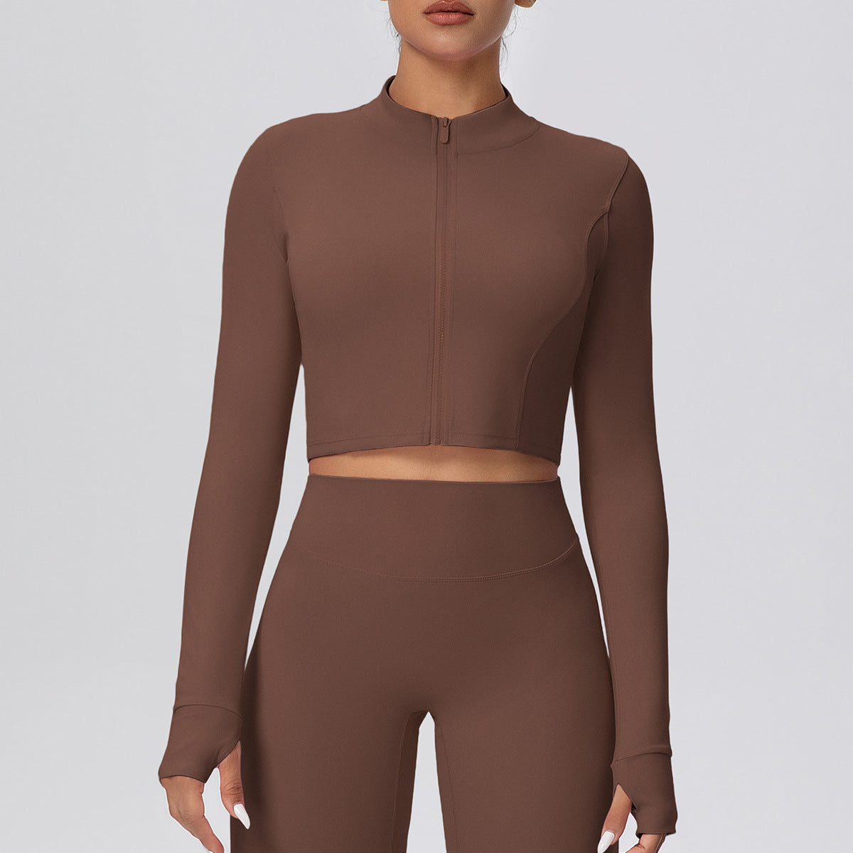 Zip front cropped top