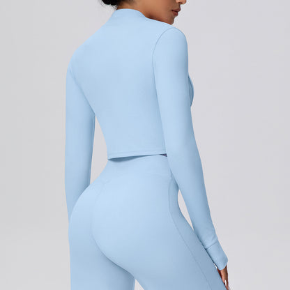 Zip front cropped top