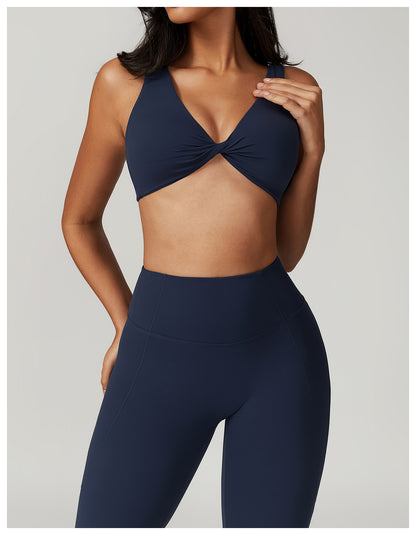 Twisted front sports bra