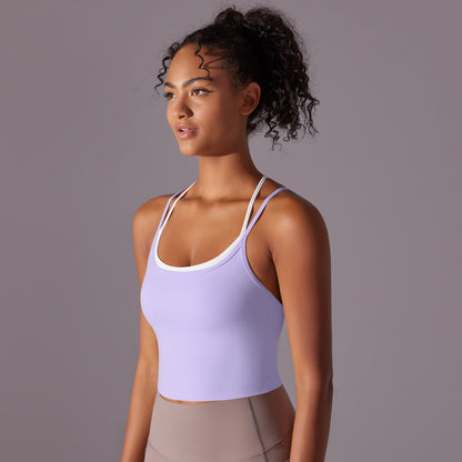 Contrast strap cropped vest