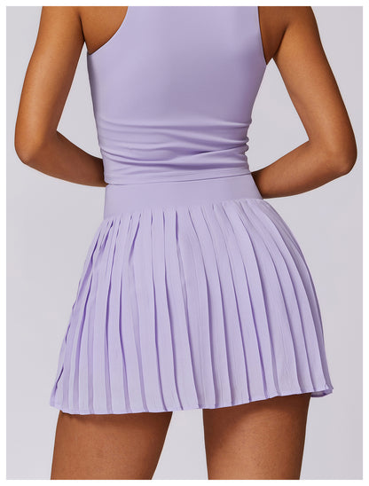 Pleated asymmetric fitness skirt