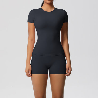 Brushed soft top and hot pants set