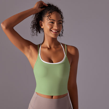 Contrast strap cropped vest