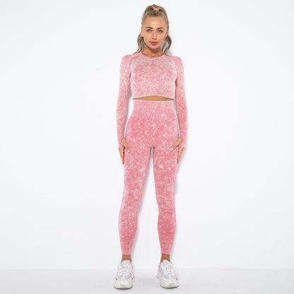 Stone washed two piece fitness set