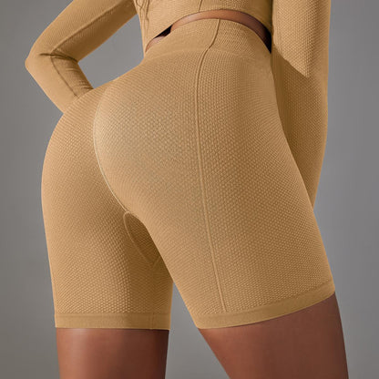 Textured High Waist Yoga Shorts
