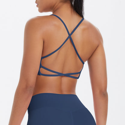 Cross over back sports bra