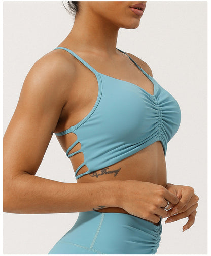 Gathered front sports bra