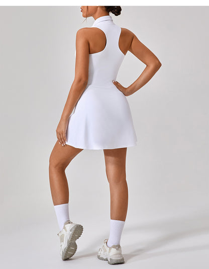 Collared fitness dress with zip opening