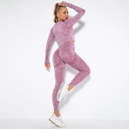 Long Sleeve Trousers Suit-Washed Wine Red