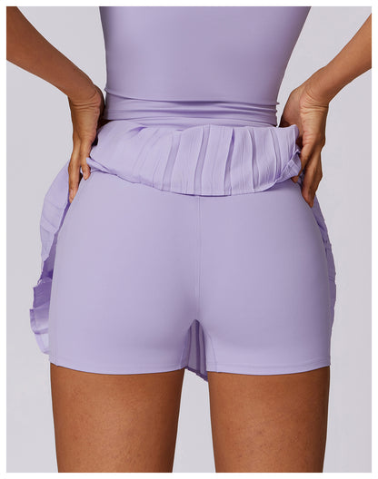 Pleated asymmetric fitness skirt