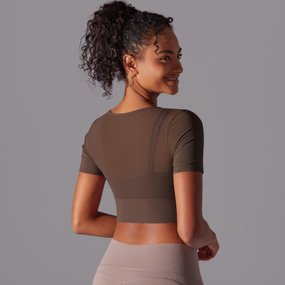 Mesh sleeve high support top