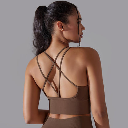 Cross back high support sports bra