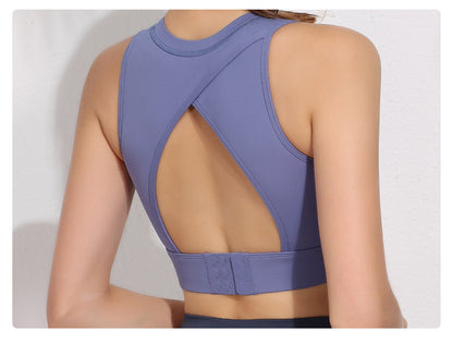 Cross back high support bra