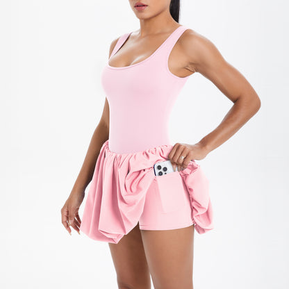 Balloon hem fitness dress