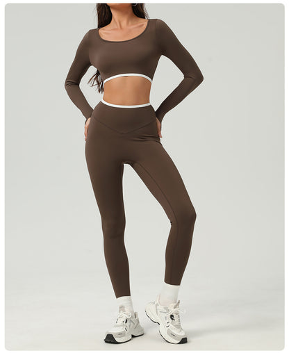 Contrast trim waist leggings