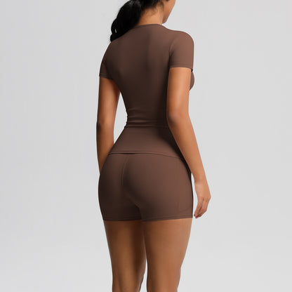 Brushed soft top and hot pants set