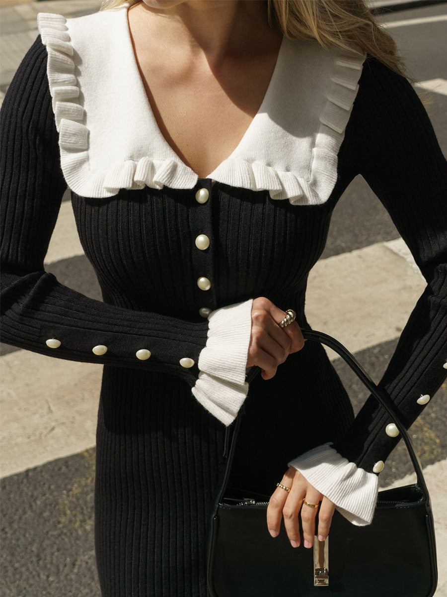 Knitted collared Dress