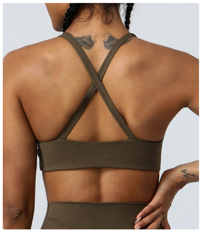 Cross back sports bra