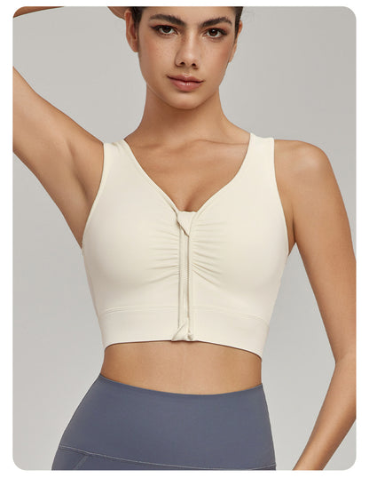 Zip front high support bra