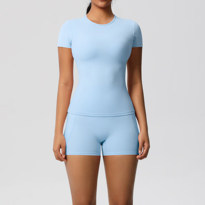 Brushed soft top and hot pants set