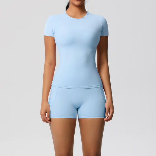 Brushed soft top and hot pants set