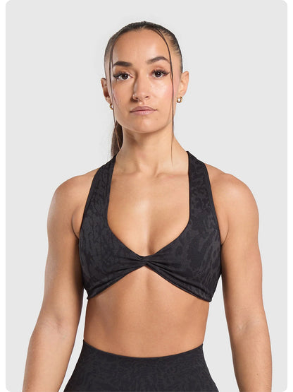 Twisted front printed bra