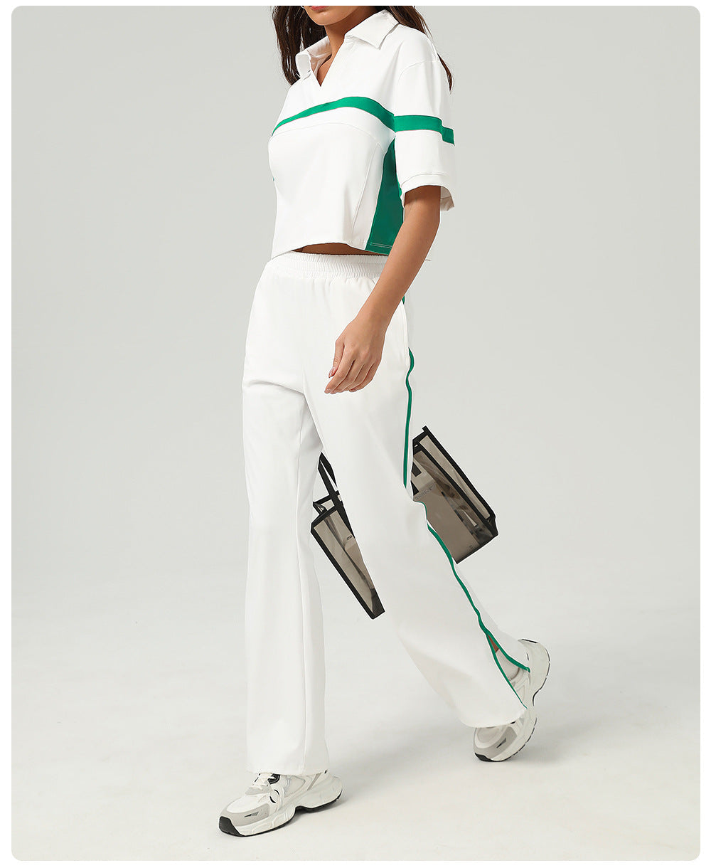 Contrast top and trousers set