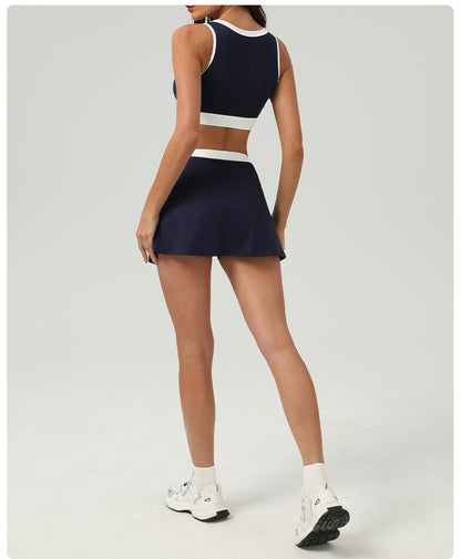 Contrast trim bra & skort set