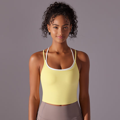 Contrast strap cropped vest