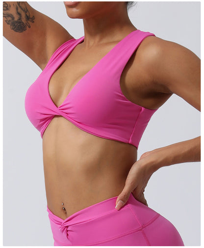 Twisted front sports bra