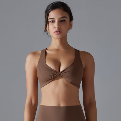 Twisted front sports bra