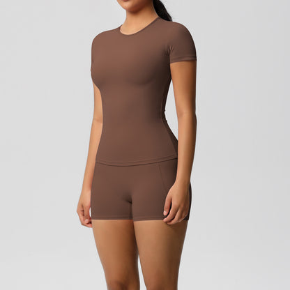 Brushed soft top and hot pants set