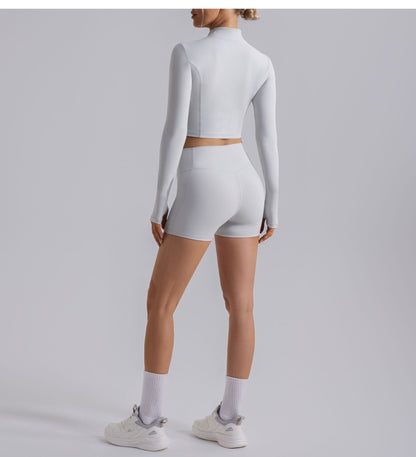 Zip front cropped top