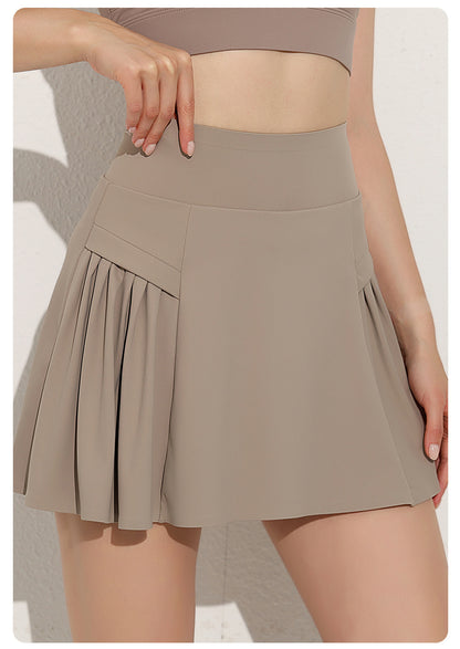 Pleated side skort