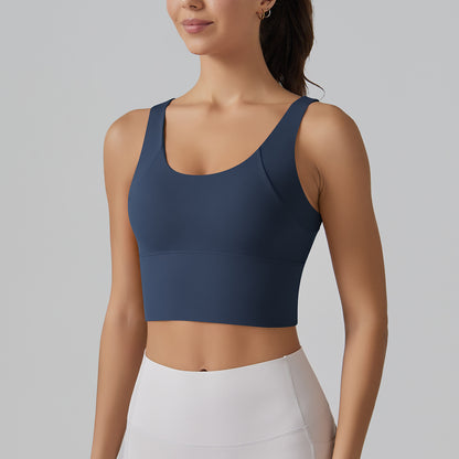 Seamless deep back sports bra