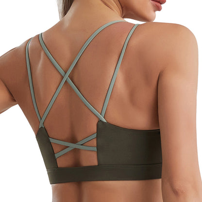 Contrast strap sports bra