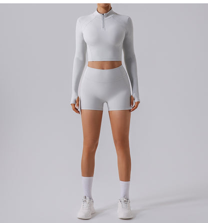 Zip front cropped top