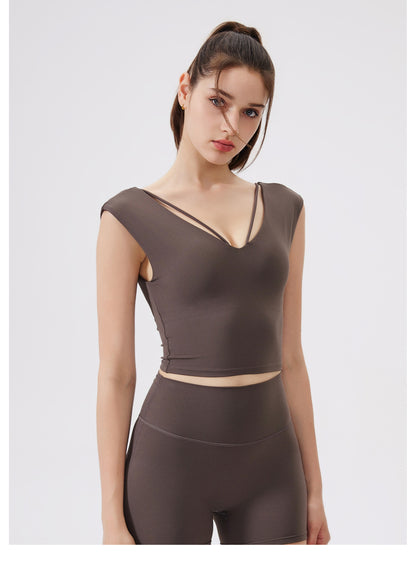 V neck cropped vest