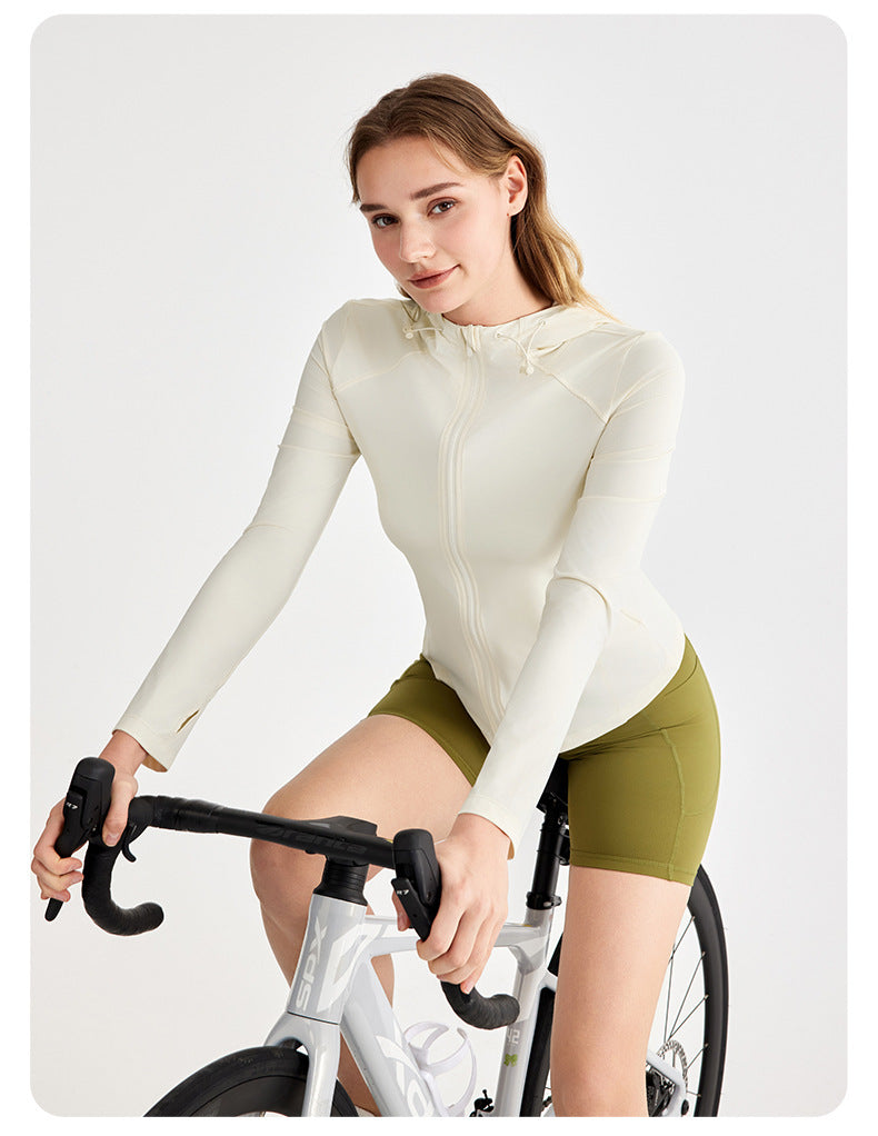 Hooded zip front jacket