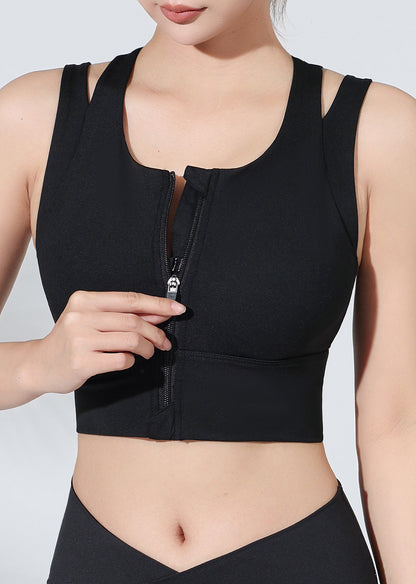 Zip front high support sports bra