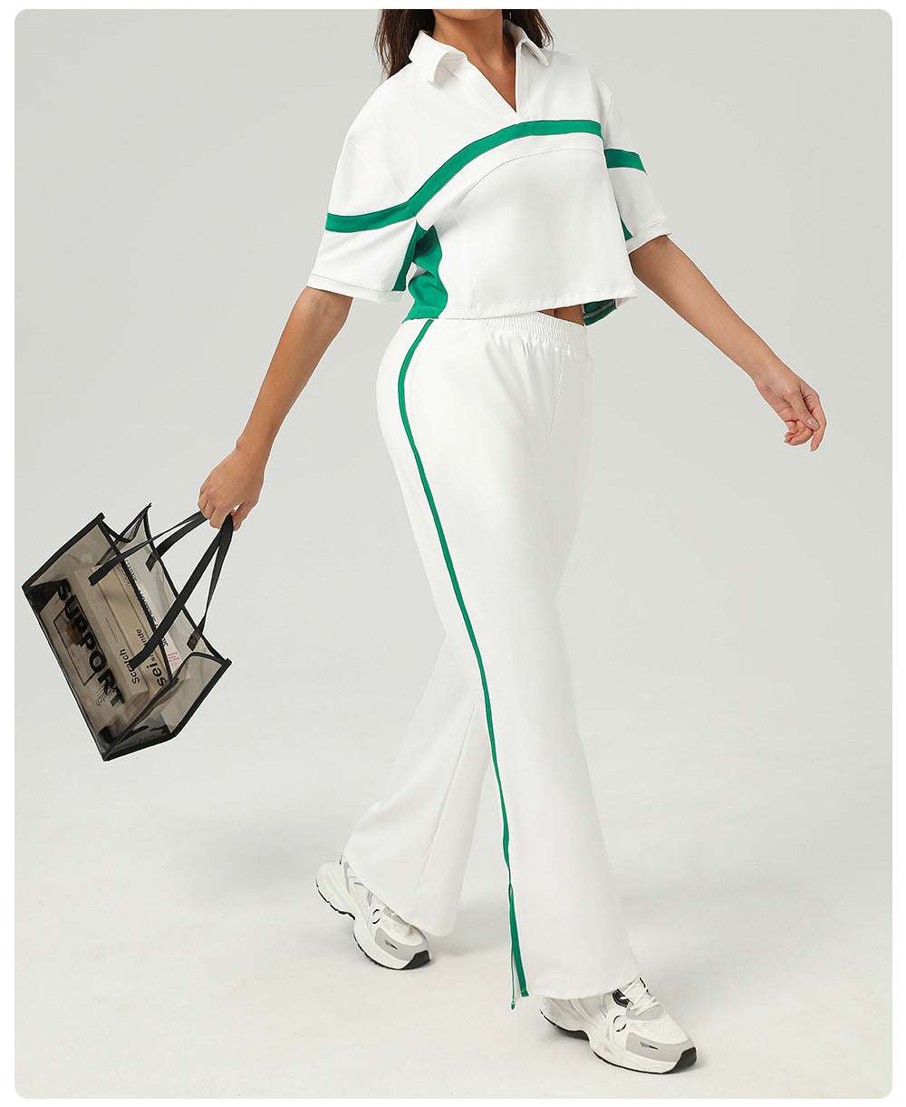 Contrast top and trousers set