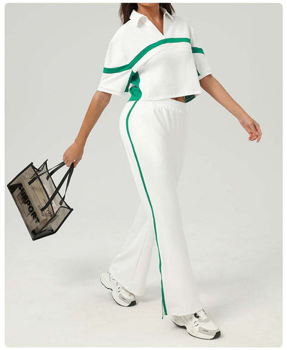 Contrast top and trousers set